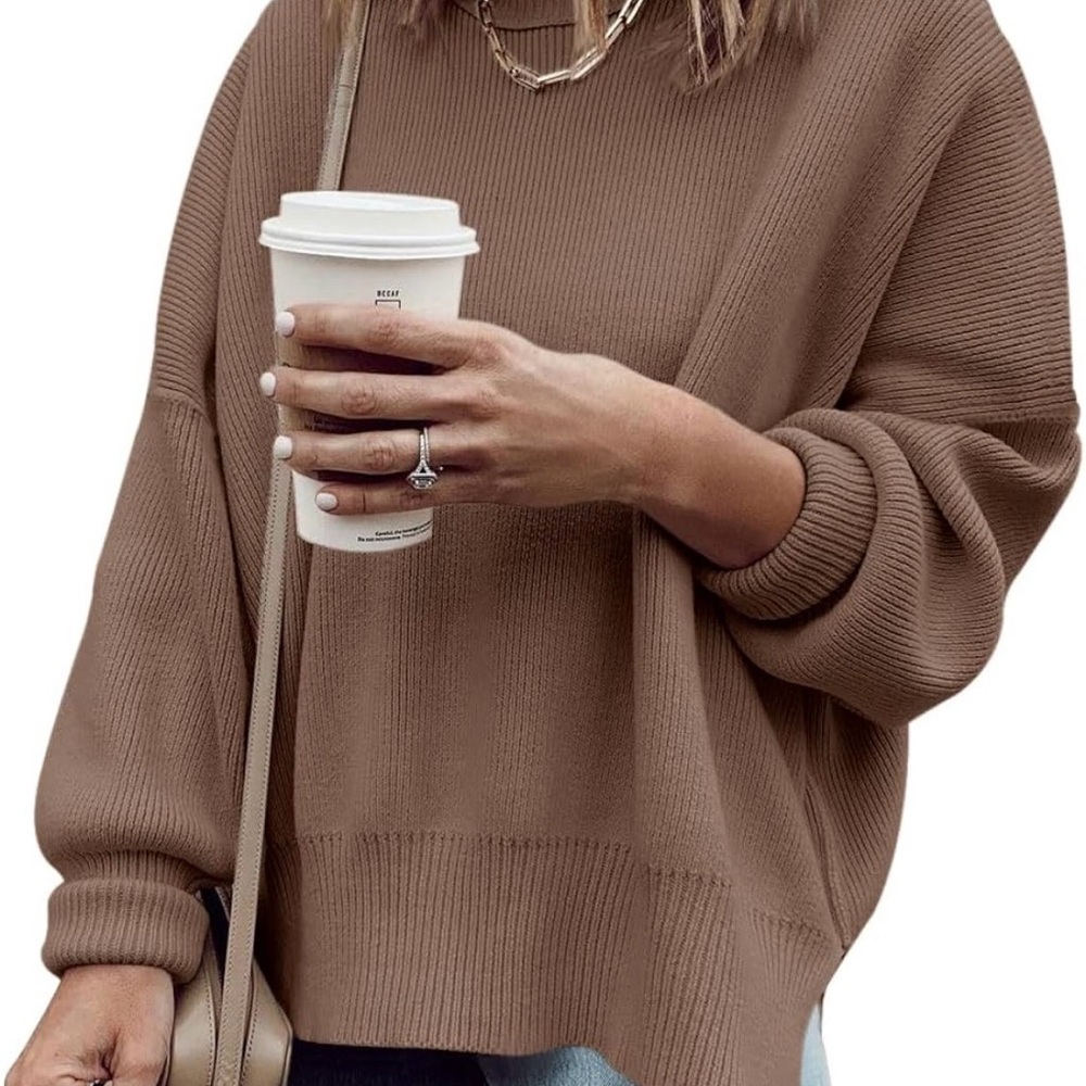 Elegant Brown Women's Crew Neck Sweater